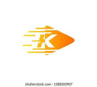 Fast Play K Letter Logo Icon perfect for entertainment, start up, music, audio and movie concept