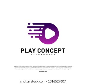 Fast Play logo design concept. Play tech logo template vector. Icon Symbol