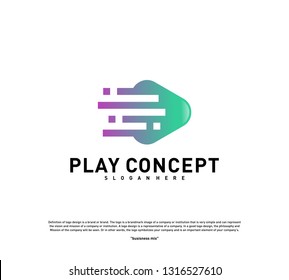 Fast Play logo design concept. Play tech logo template vector. Icon Symbol
