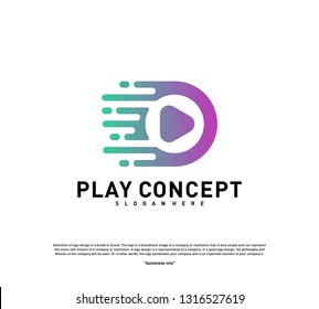 Fast Play logo design concept. Play tech logo template vector. Icon Symbol