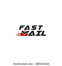 fast play logo with the letter M as a symbol of speed in sending messages