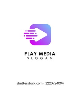 fast play media logo design template. play icon symbol design