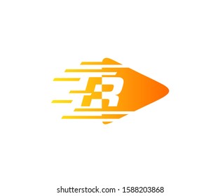 Fast Play R Letter Logo Icon perfect for entertainment, start up, music, audio and movie concept