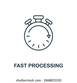 Fast Processing icon. Simple line element from data organization collection. Filled Fast Processing icon for templates, infographics and more.