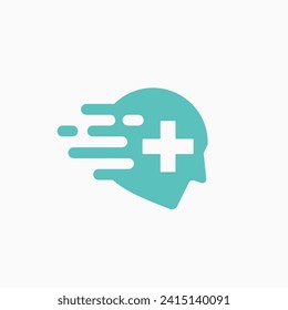 Fast quick medicine Healthy Mind Mental Health Human Head Medical Cross Logo Vector icon illustration