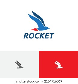 Fast Quick Rocket Seagull Bird Fly Transportation Delivery Logo