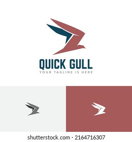 Fast Quick Seagull Bird Fly Transportation Delivery Travel Logo