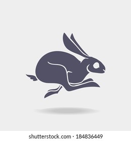 Fast rabbit dark logo. Vector Illustration