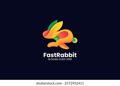 Fast Rabbit Gradient Colorful Logo. Vector Illustration