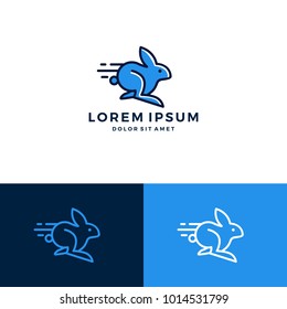 fast rabbit hare tech delivery logo vector line art outline download