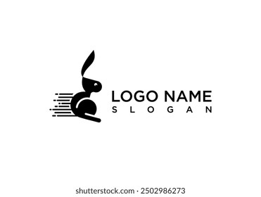 fast rabbit line art logo vector