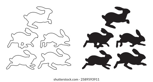 Fast Rabbit Outline - Sleek and Minimalist Running Rabbit Vector
