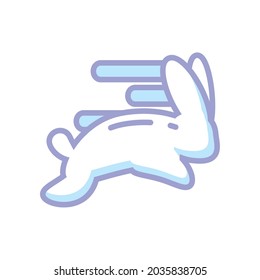 Fast Rabbit Running Icon Isolated