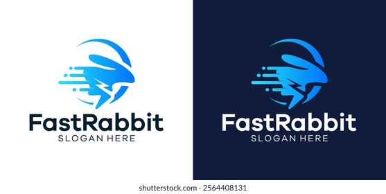 Fast rabbit technology delivery logo illustration vector.