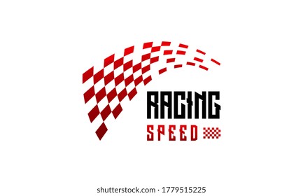 Diseños de velocidad de carreras rápidas vectores de concepto, plantilla de logotipo Bandera de carreras simples