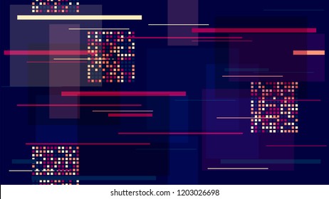 Fast Racing Street Lights, Speed Lines, Neon IT, Hi Tech Vector Background. Modern Internet Technology Geometric Polygon Pattern. Night Life, Moving Car Lights, Neon IT Futuristic Hi Tech Background