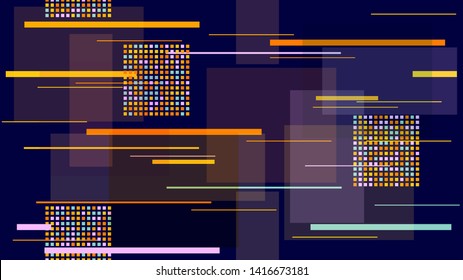 Fast Racing Street Lights, Speed Lines, Neon IT, Hi Tech Vector Background. Internet Technology Communication Textile Texture. Night Life, Racing Car Lights, Neon IT Futuristic Hi Tech Background
