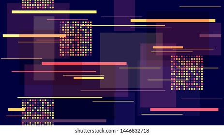 Fast Racing Street Lights, Speed Lines, Neon IT, Hi Tech Vector Design. Internet Technology Trendy Geometric Polygon Pattern. Night City, Racing Car Lights, Neon Futuristic Hi Tech Poster Texture