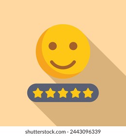 Fast rating emoji icon flat vector. Game star button. Grin patron degree