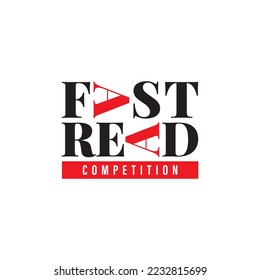 fast read competition typography logo design template with modern, simple and futuristic styles. 