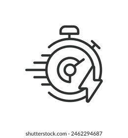 Fast recharging, in line design. Fast, recharging, quick, rapid, speed, swift, efficient on white background vector. Fast recharging editable stroke icon.