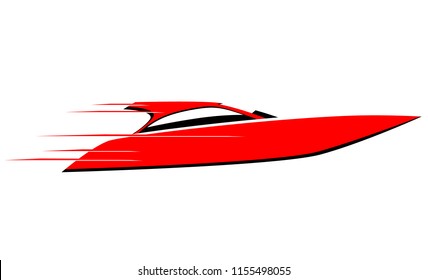 Fast Red Speed Boat Vector Icon