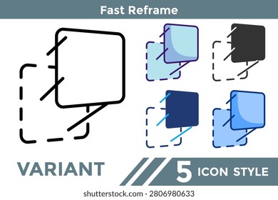 Fast Reframe icon for illustrating rapid perspective shift systems, quick reinterpretation, and instant cognitive adjustment. Line, Filled, Color, Blue, Dualtone style.