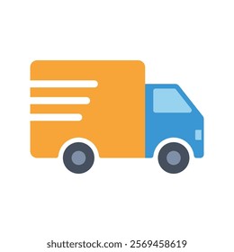 Fast and reliable delivery truck icon. Fast delivery truck service. Vector Illustration.