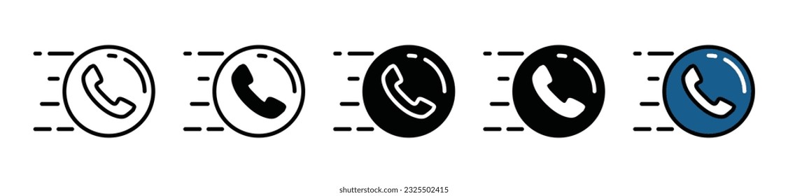 Fast response icon. Quick service icon. Telephone or phone symbol in line and flat style on white background with editable stroke for apps and websites. Vector illustration EPS 10