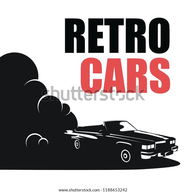Fast retro car\
in smoke and nudity from\
above