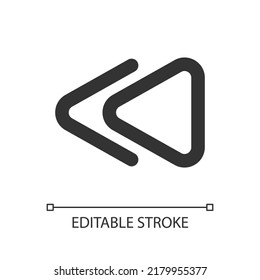 Fast reverse button pixel perfect linear ui icon. Music player bar. Playing multimedia file. GUI, UX design. Outline isolated user interface element for app and web. Editable stroke. Arial font used