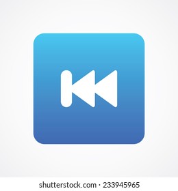 Fast Rewind arrow Media player control rounded button for web, site, mobile, application. Vector illustration. Simple flat metro style