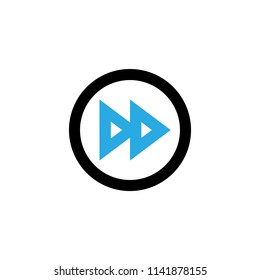 Fast rewinding button control player vector icon. Pictogram from set Smartphone Essentials. Isolated on white background