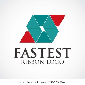 Fast ribbon of delivery abstract vector and logo design or template square speed business icon of company identity symbol concept