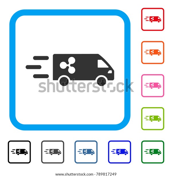 Fast Ripple Delivery Car icon. Flat gray iconic
symbol inside a blue rounded square. Black, gray, green, blue, red,
orange color additional versions of Fast Ripple Delivery Car
vector.