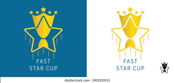 Fast Rising Star Trophy Logo Design. Fast First Place, Contest Winner, Number One Creative Symbol Concept. Award, Champion Abstract Business Logo Idea. Gold Star Trophy Icon. Corporate Identity Logo.