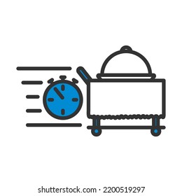 Fast Room Service Icon. Editable Bold Outline With Color Fill Design. Vector Illustration.