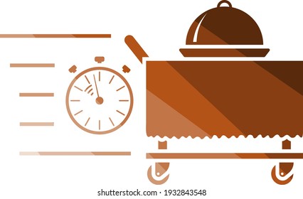 Icono de servicio de habitaciones rápido. Diseño de la escalera de color plana. Ilustración vectorial.