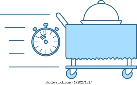 Icono de servicio de habitaciones rápido. Línea Delgada Con Diseño De Relleno Azul. Ilustración vectorial.