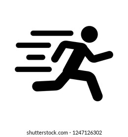 fast run icon, running icon vector on white background