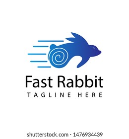 fast run rabbit logo illustration template design vector in isolated background can use for delivery agency