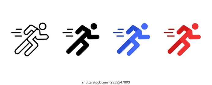 Fast runner flat icon. Jogging sport sign. Athlete symbol. Marathon speed competition pictogram. Human race illustration.