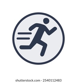 Fast runner icon. Active person sprinting, symbolizes speed, quickness, and progress.  Effortless movement.