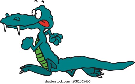 Fast Running Blue Crocodile Vector
