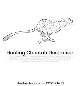 Ilustración rápida de chita, dibujo vectorial de un depredador, Un elemento para crear el logotipo