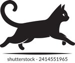 Fast running a cute cat illustration silhouette vector.