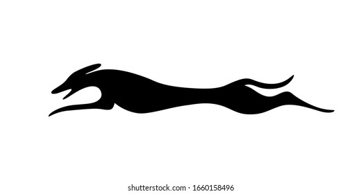 Fast running dog silhouette design isolated on white background. Vector illustration