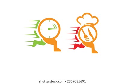 Fast running food delivery logo. Food delivery logo design. Vector design logo food delivery. 
