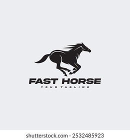 fast running horse silhouette logo vector illustration design