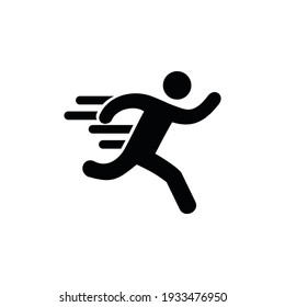 
fast running man icon on white